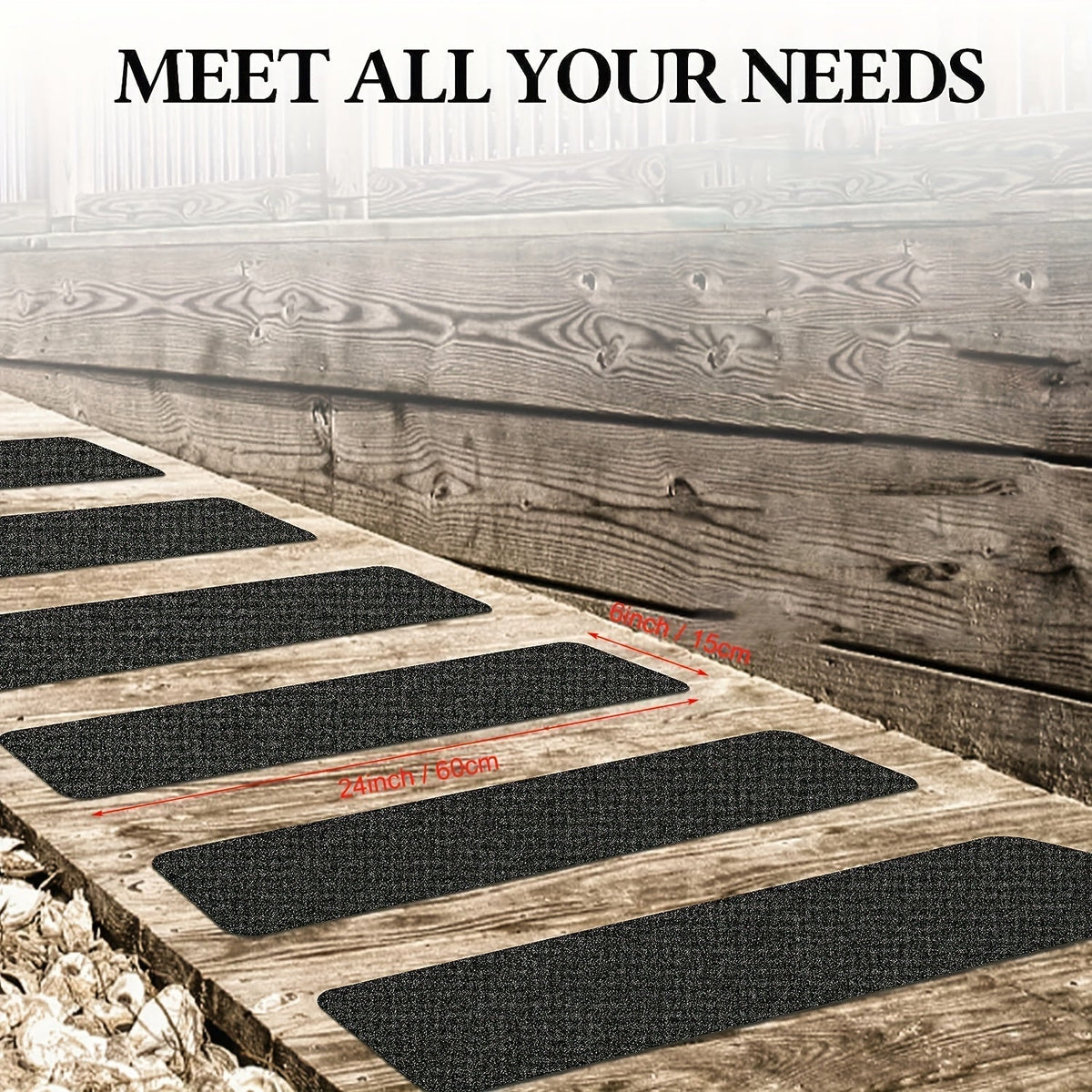 Slip-Resistant Stair Treads 10-Pack β 6"x24", 80-Grit, Weather-Resistant