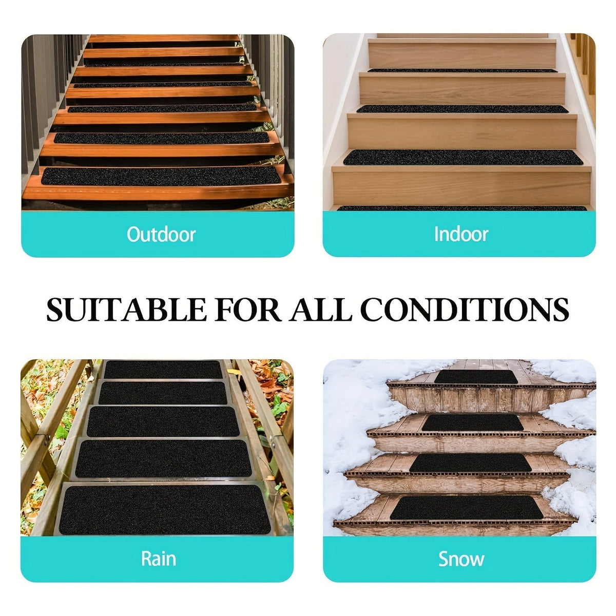 Slip-Resistant Stair Treads 10-Pack β 6"x24", 80-Grit, Weather-Resistant