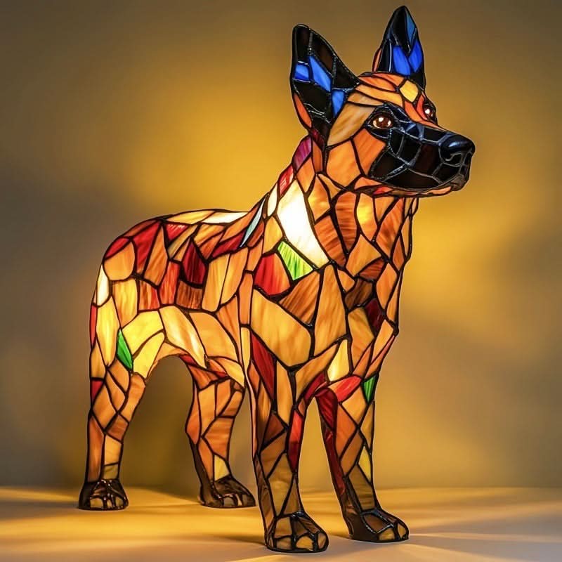 Artistic LED Night Light – Shimmering Statue with Dog Breed Design