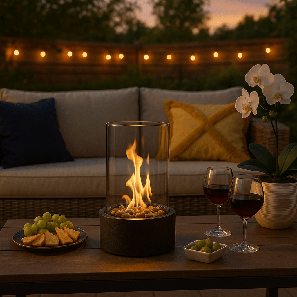 Modern Bioethanol Table Fireplace – Stylish Tabletop Fireplace with Real Flame Effect & Scandinavian Design