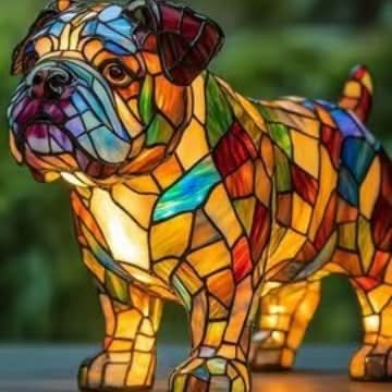 Artistic LED Night Light – Shimmering Statue with Dog Breed Design