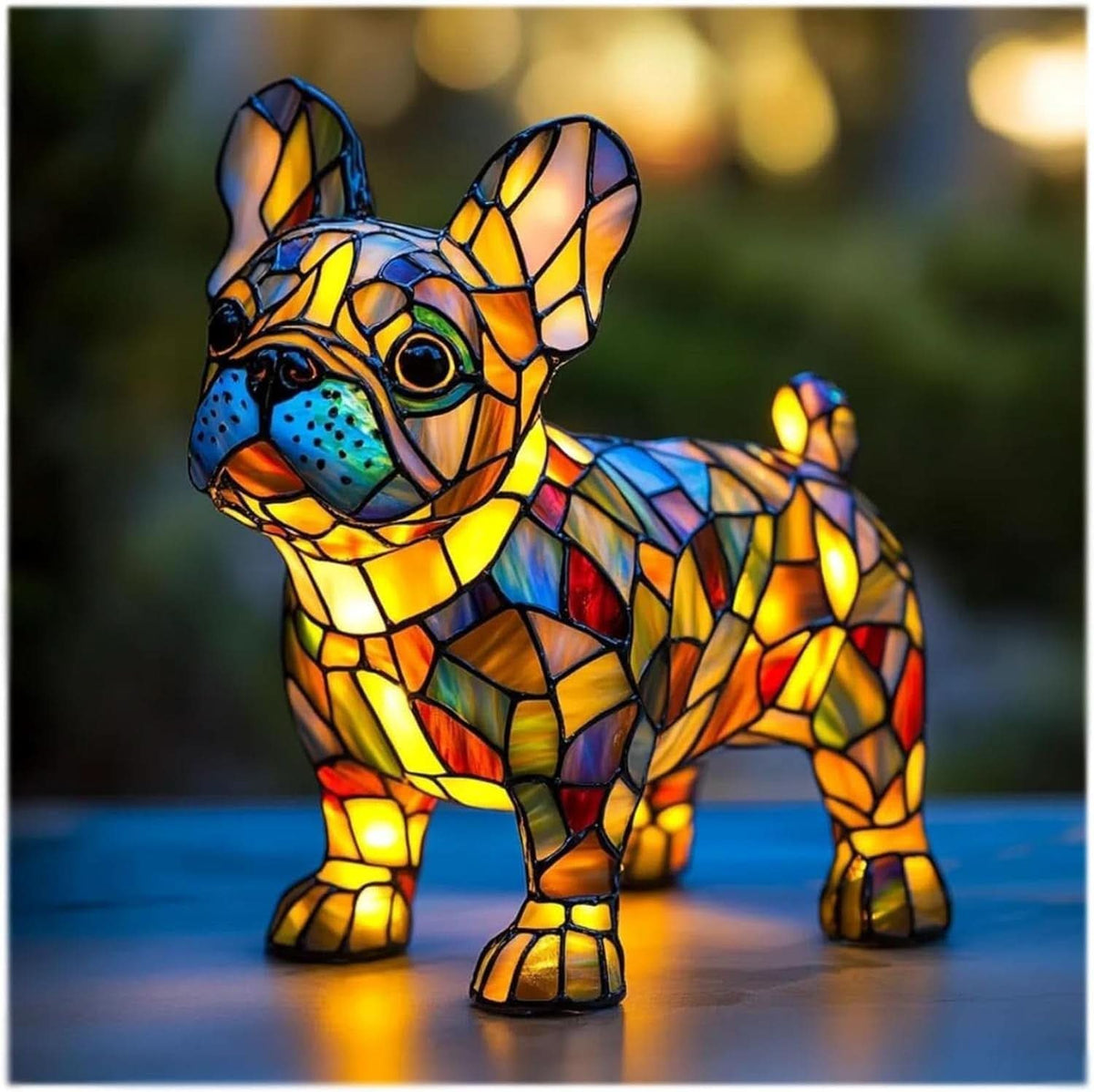 Artistic LED Night Light – Shimmering Statue with Dog Breed Design