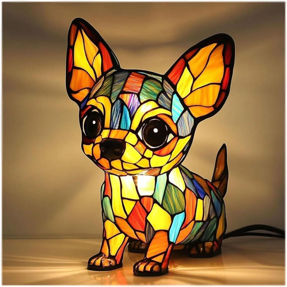 Artistic LED Night Light – Shimmering Statue with Dog Breed Design