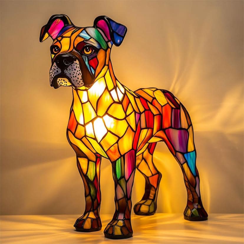 Artistic LED Night Light – Shimmering Statue with Dog Breed Design
