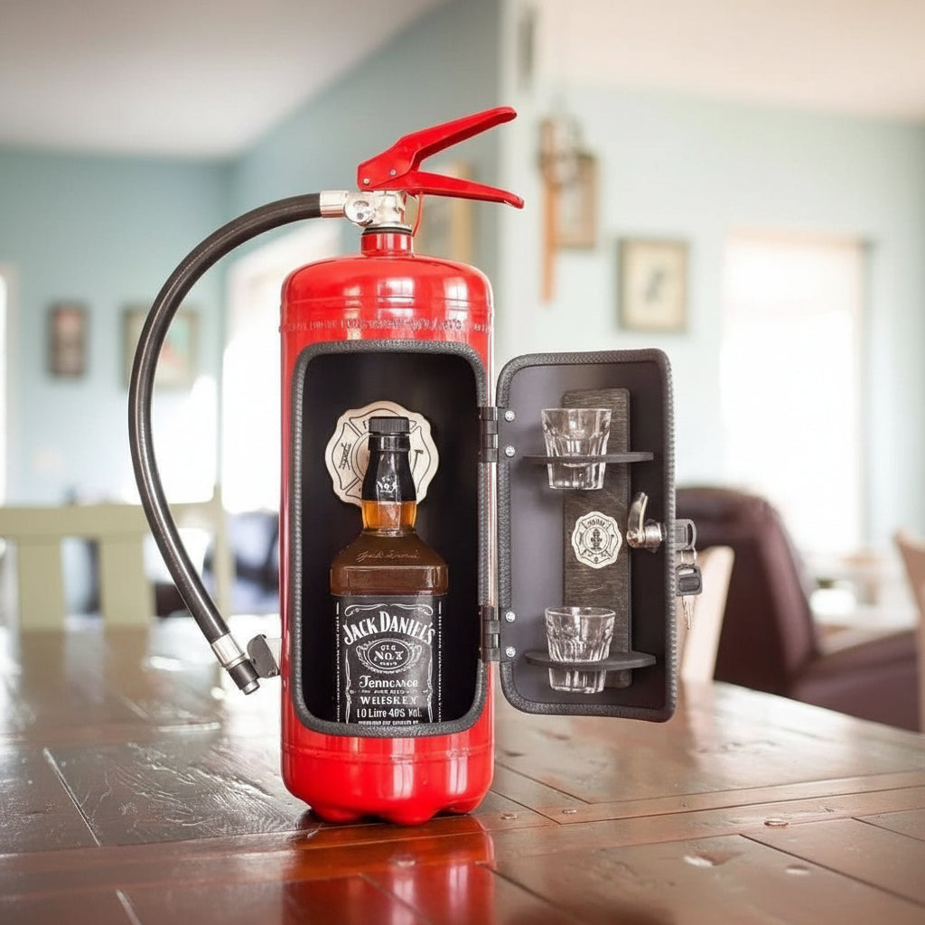 Discreet Mini Bar – Concealed Beverage Storage in Fire Extinguisher Design