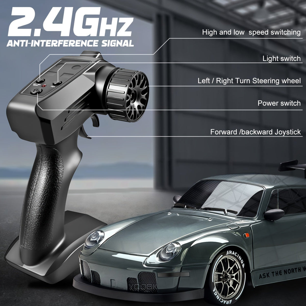 Ultimate 1:24 RC Drift Car with LED Wheels – Rechargeable 4WD Racing Toy